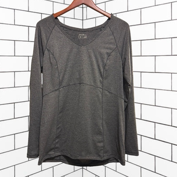 Eddie Bauer L/S Performance Top Hoodie Grey Striped Women's Size Large - Picture 1 of 6
